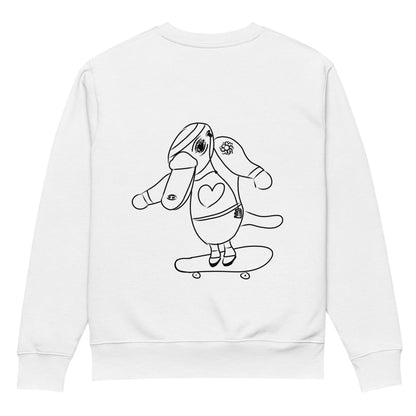 Platypus Skateboarder | Vegan Jumper in white back