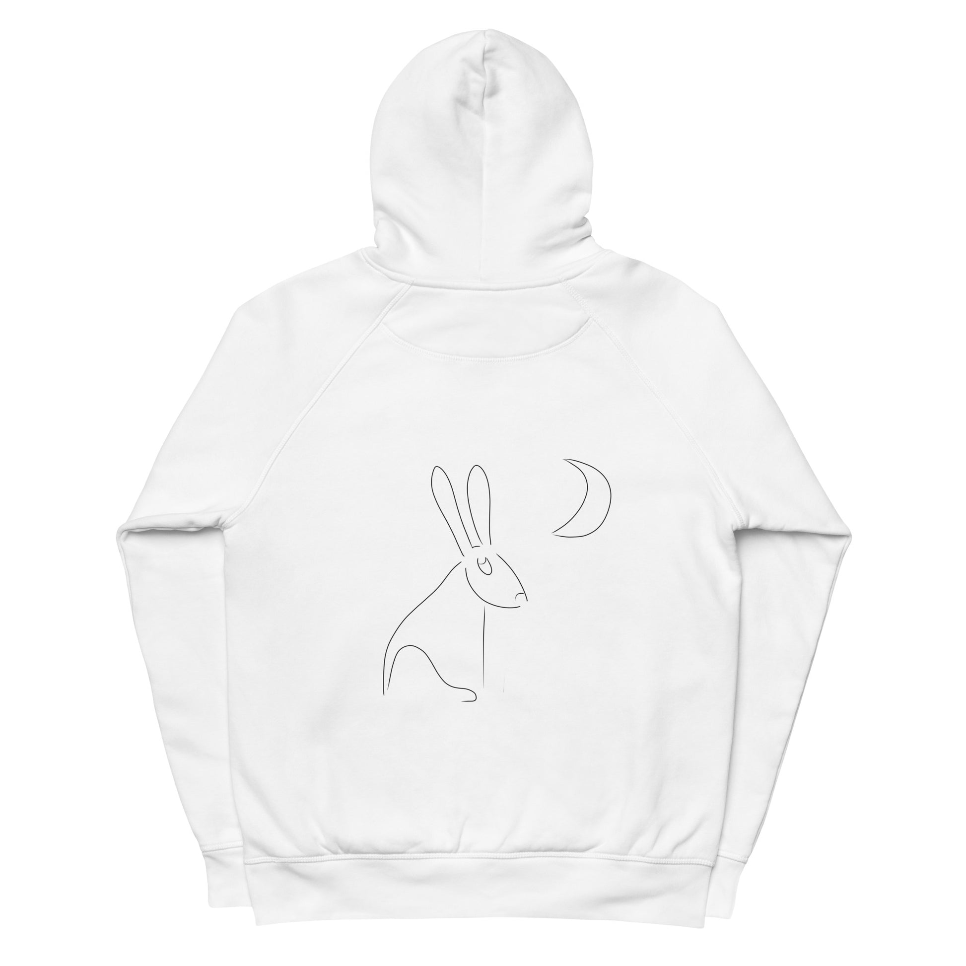 Hare stares at moon sustainable vegan hoodie two pocket