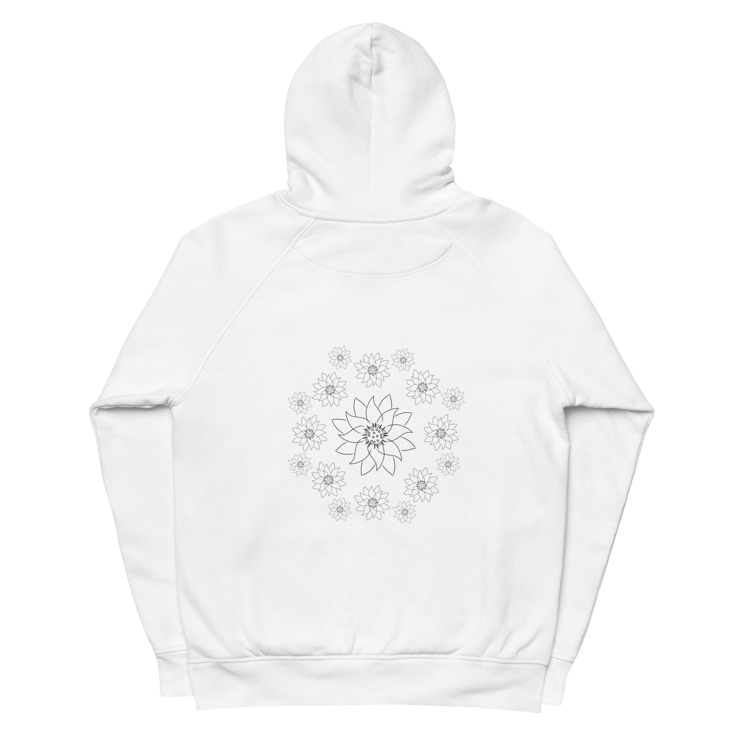 Blossoming Tranquillity: Lotus Dream sustainable vegan hoodie two pocket (front and back design)