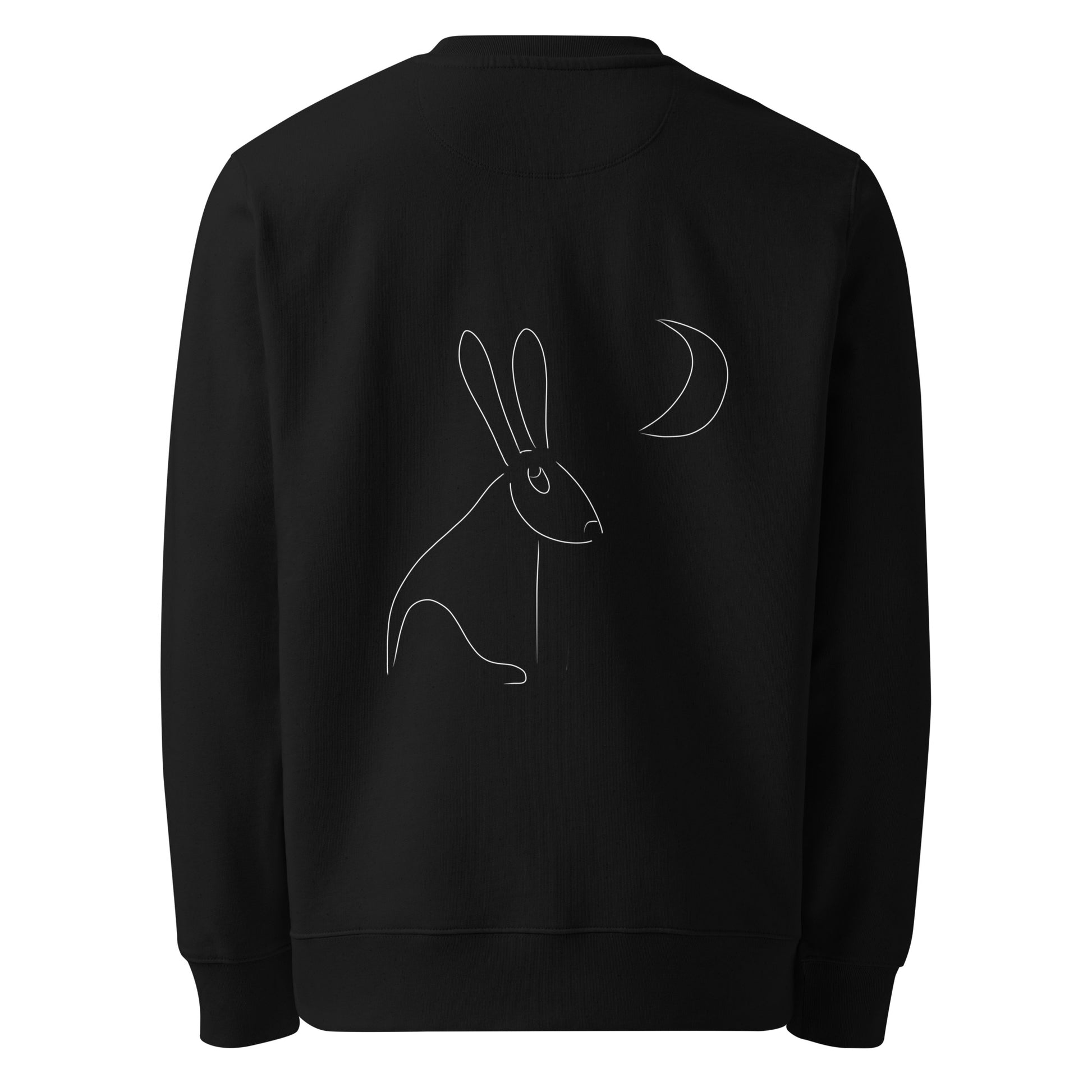 White Hare Stares at the Moon | Vegan Jumper in black