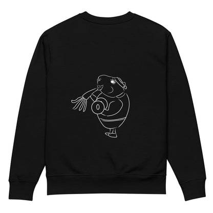 White Guinea Pig Weight Lifter  | Vegan Jumper in black back view