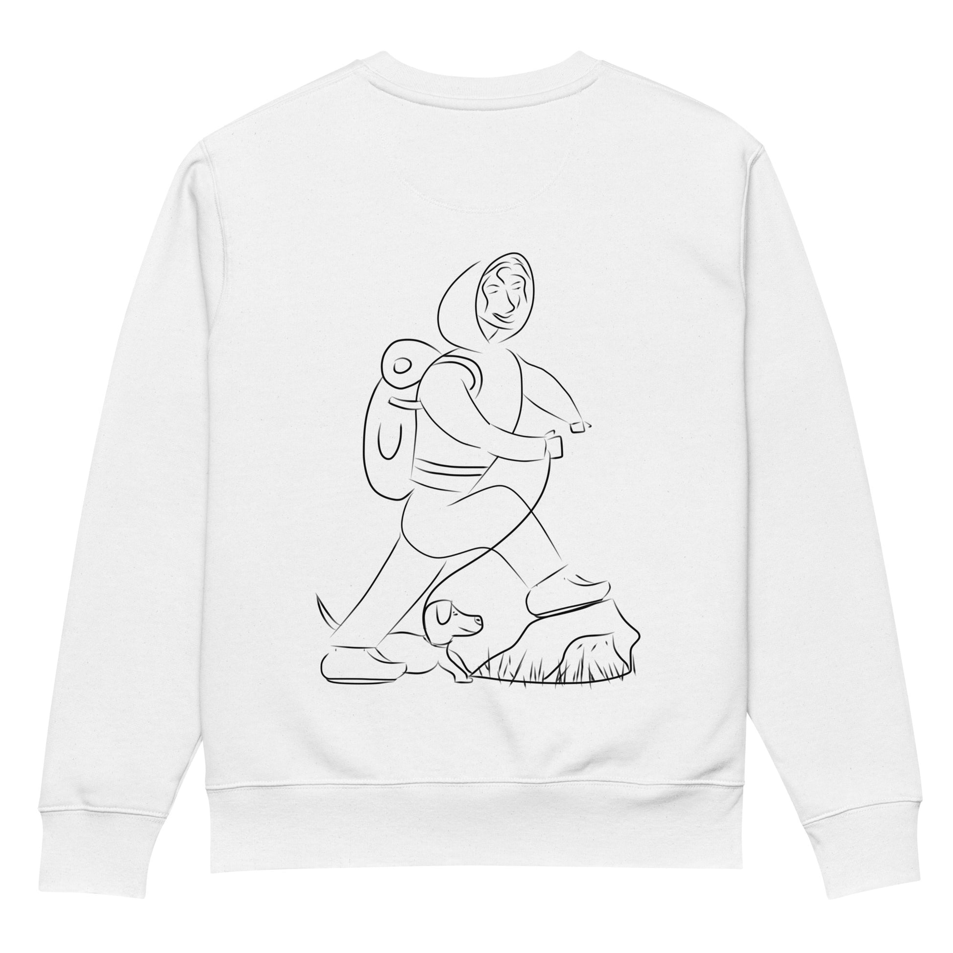 Woman and Dog Hiking | Vegan Jumper back view