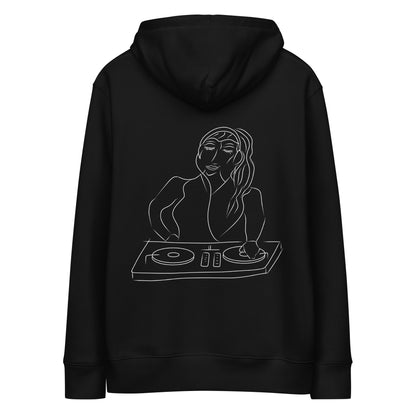 Woman DJ White | Sustainable Hoodie in black back