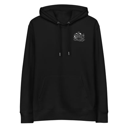White Octopus Office Worker | Sustainable Hoodie in black front