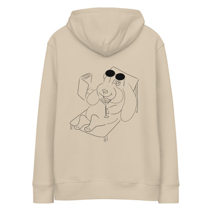 Bunny Hop and Sip | Sustainable Hoodie back view in desert dust