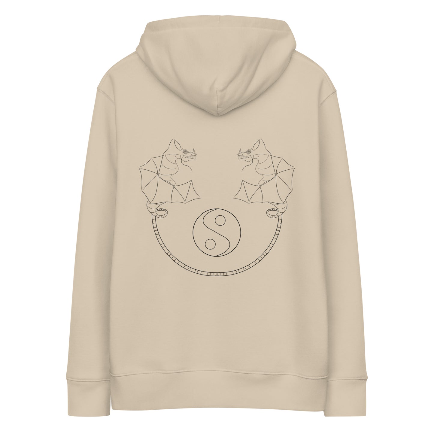 Dragon Dance, Yin and Yang | Sustainable Hoodie desert dust back view