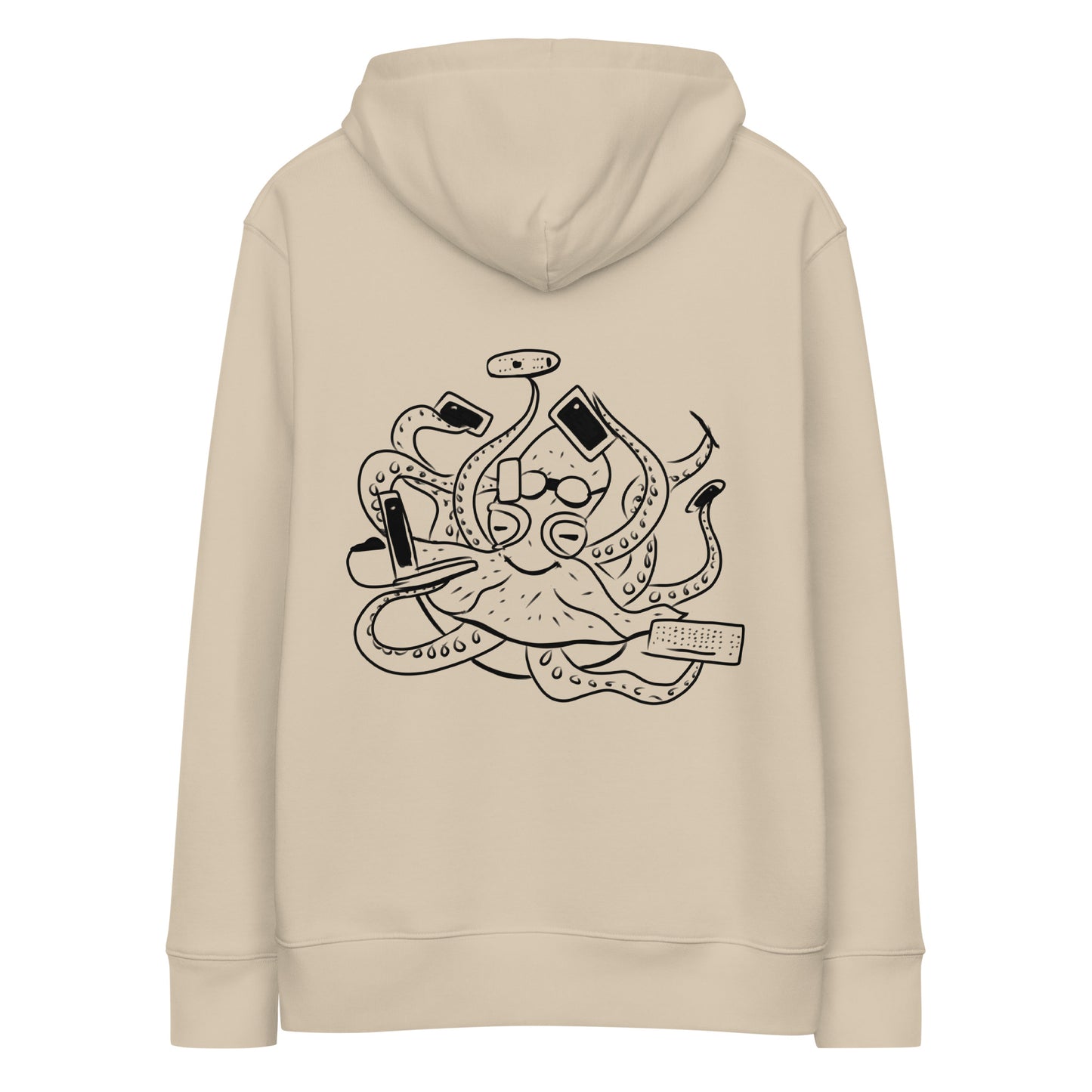 Octopus Office Worker | Sustainable Hoodie worn in dessert dust back