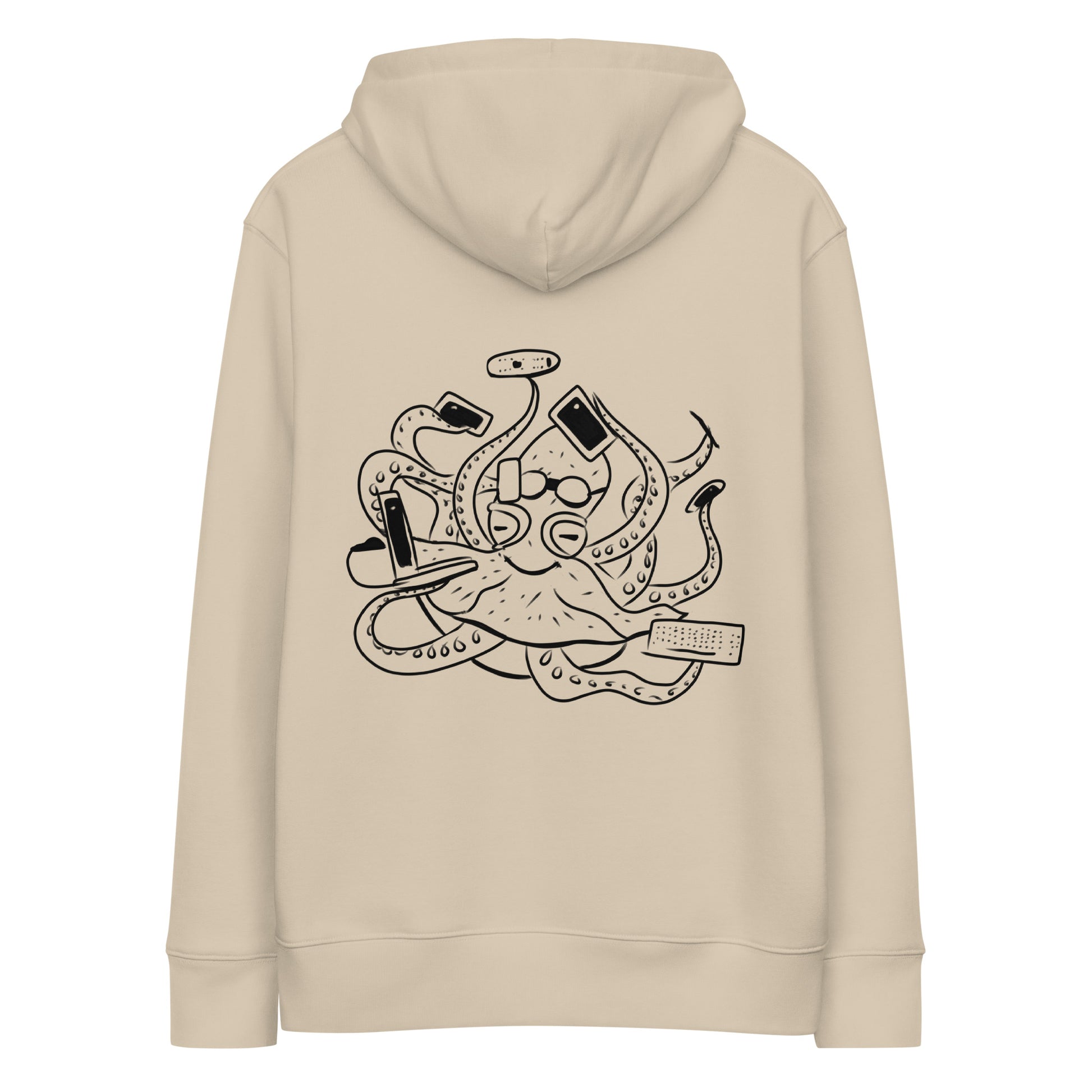 Octopus Office Worker | Sustainable Hoodie worn in dessert dust back