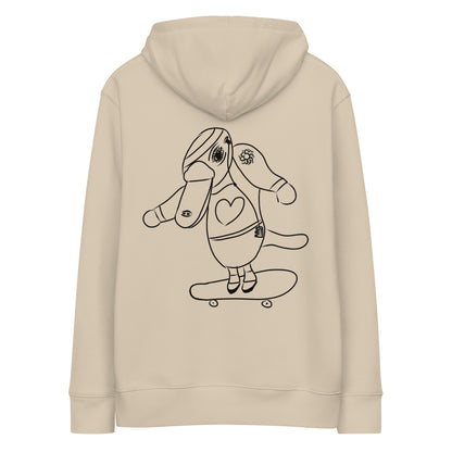 Platypus Skateboarder | Sustainable Hoodie desert dust back 