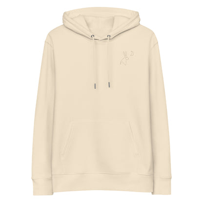 Hare Stares at Moon | Sustainable Hoodie in desert dust