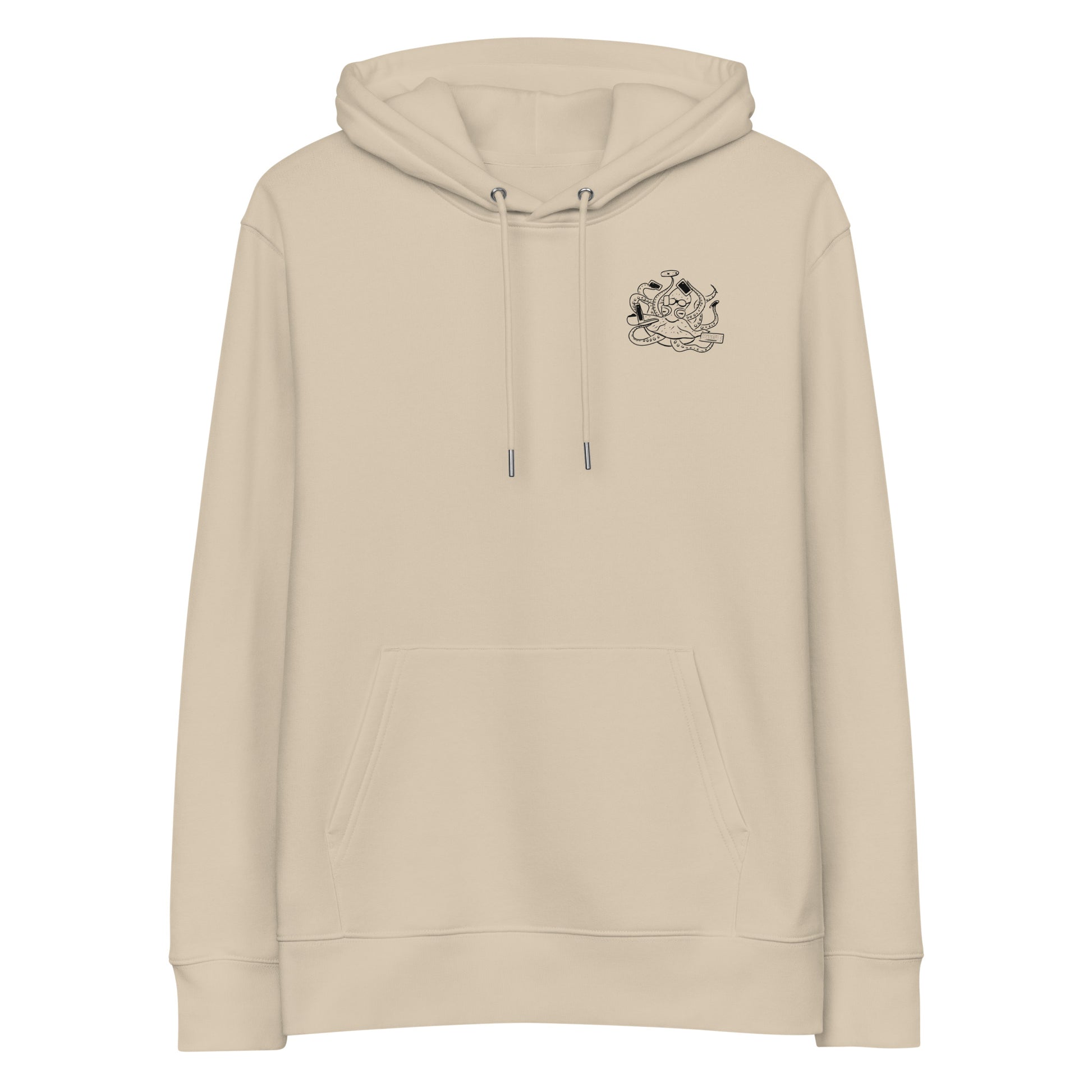Octopus Office Worker | Sustainable Hoodie worn in dessert dust front