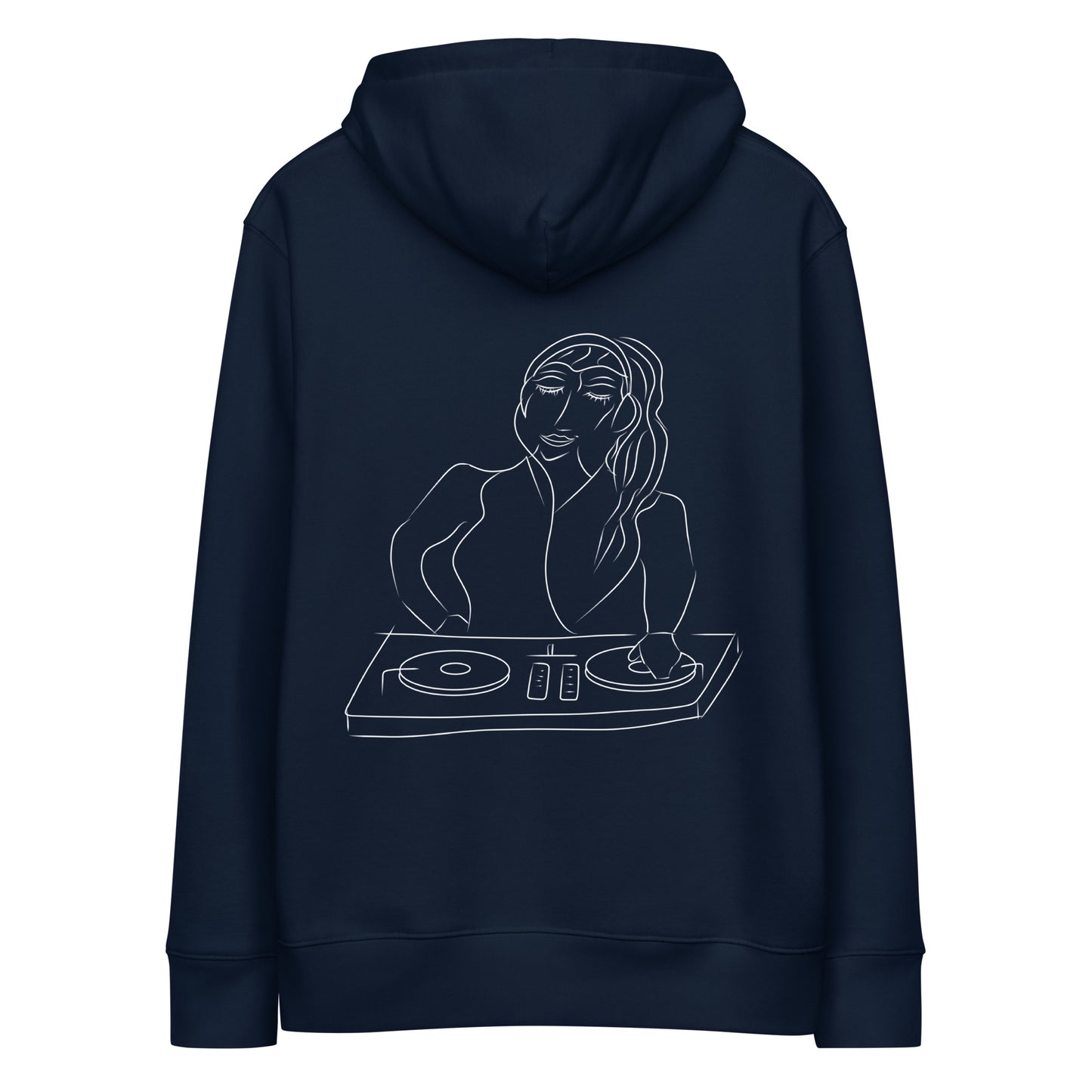 Woman DJ White | Sustainable Hoodie in navy back