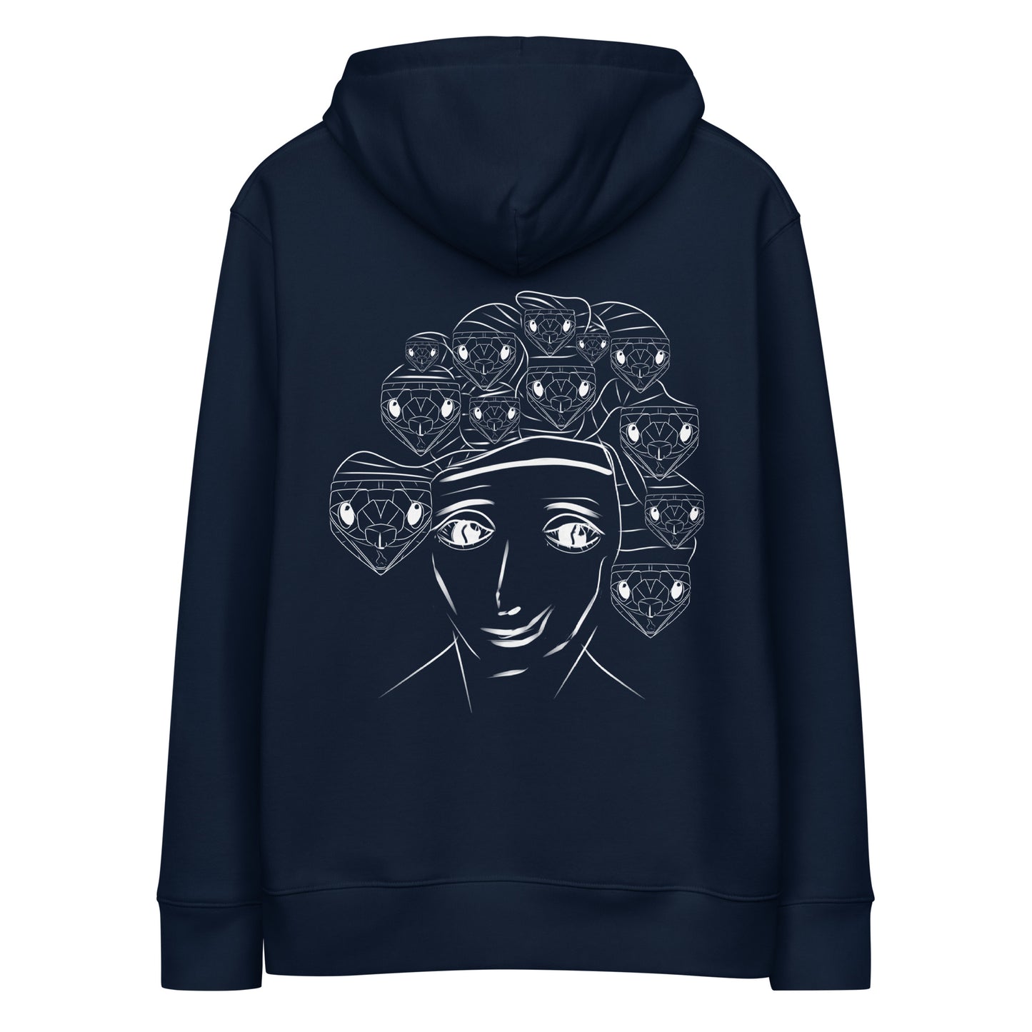 White Medusa | Sustainable Hoodie in navy back