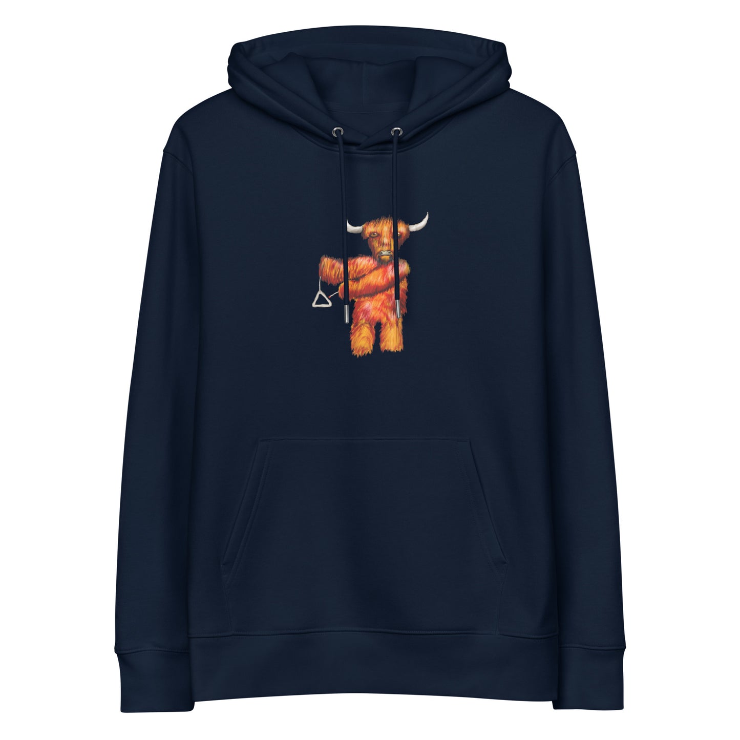 Cow on Triangle | Sustainable Hoodie in navy blue