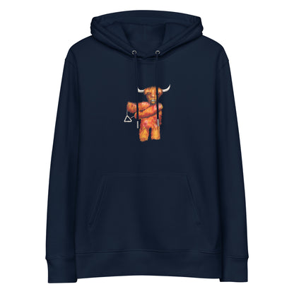 Cow on Triangle | Sustainable Hoodie in navy blue
