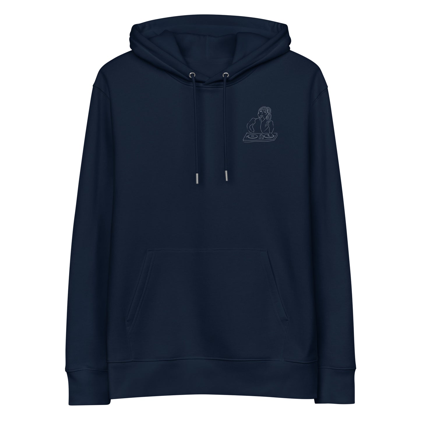 Woman DJ White | Sustainable Hoodie in Navy front