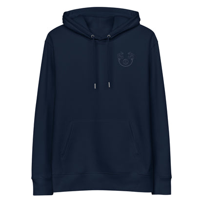 Dragon Dance, Yin and Yang | Sustainable Hoodie in Navy front view