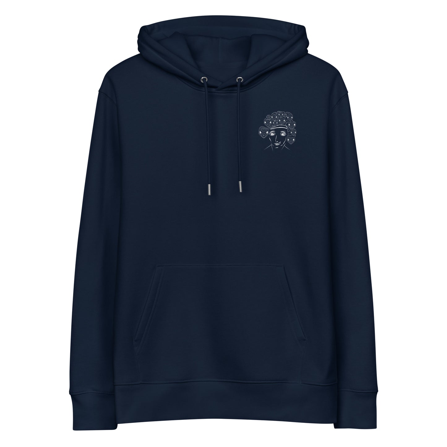 White Medusa | Sustainable Hoodie in navy front