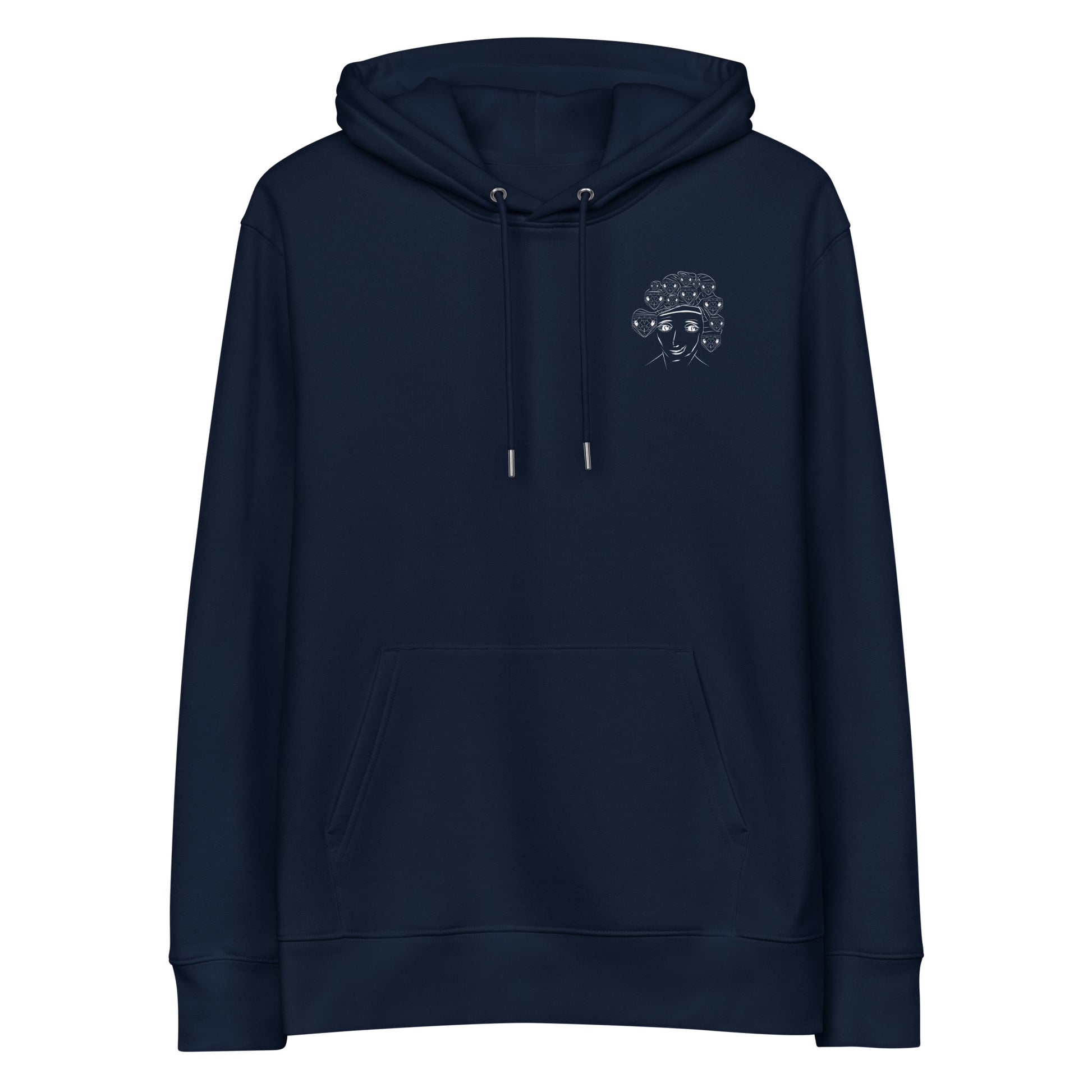 White Medusa | Sustainable Hoodie in navy front