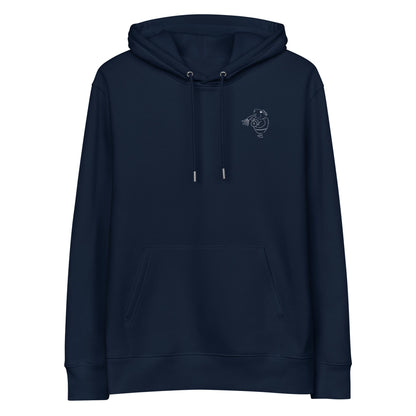 White Guinea Pig Weight Lifter | Sustainable Hoodie in navy front view
