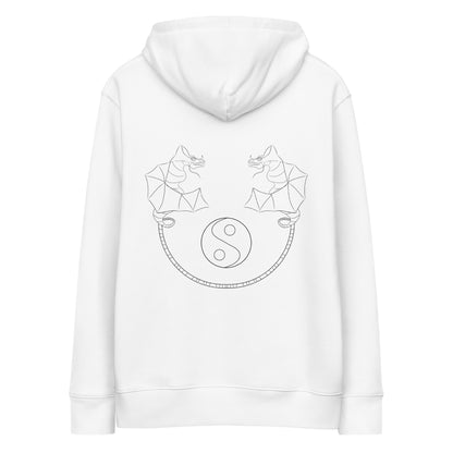 Dragon Dance, Yin and Yang | Sustainable Hoodie back view in white