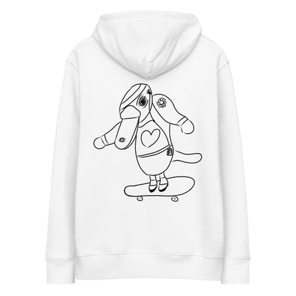 Platypus Skateboarder | Sustainable Hoodie in white back