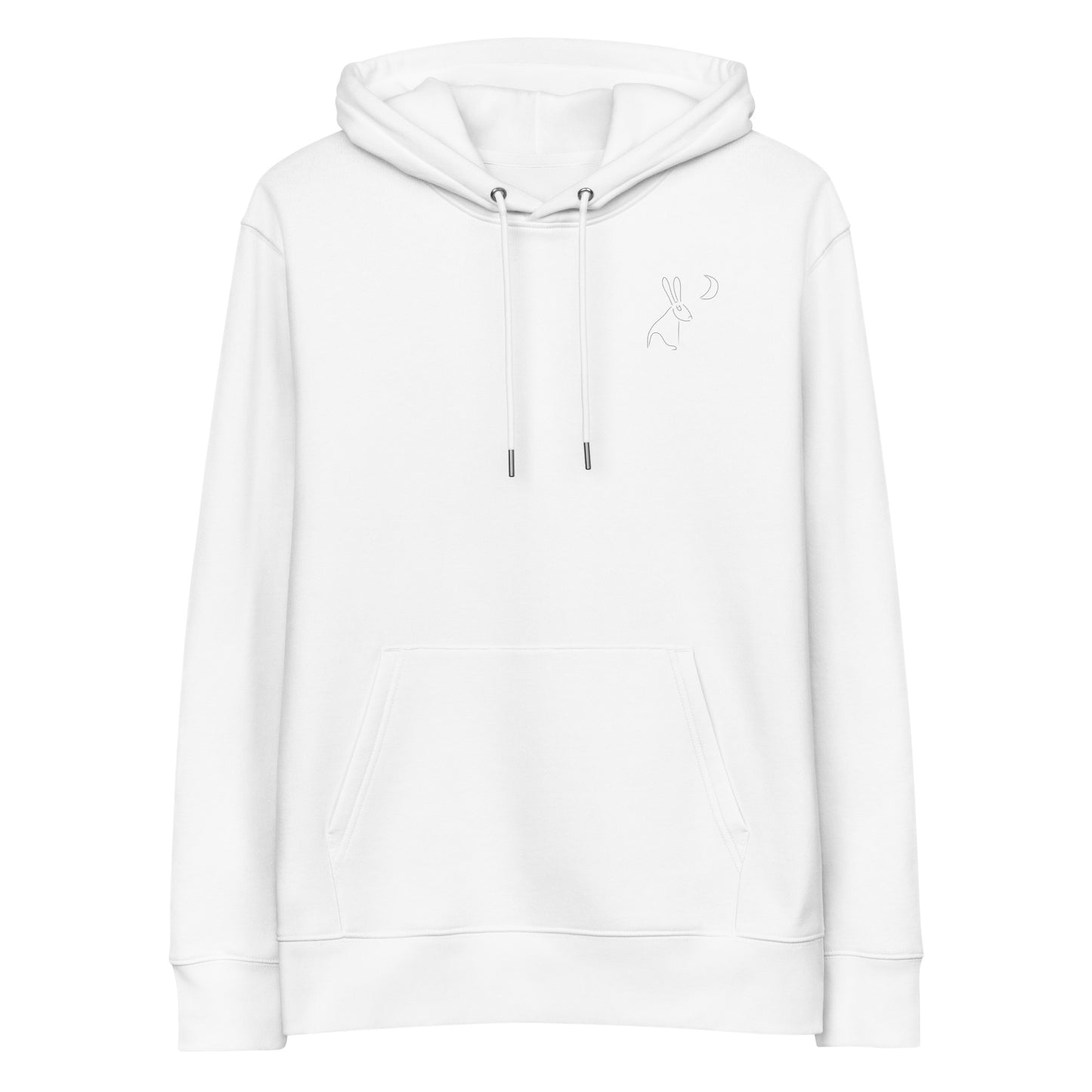Hare Stares at Moon | Sustainable Hoodie in white