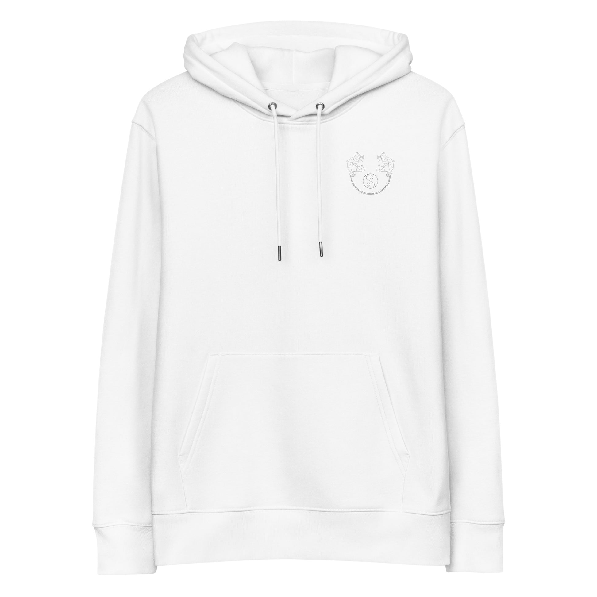 Dragon Dance, Yin and Yang | Sustainable Hoodie front view in white