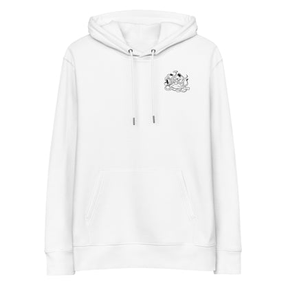 Octopus Office Worker | Sustainable Hoodie worn in white front