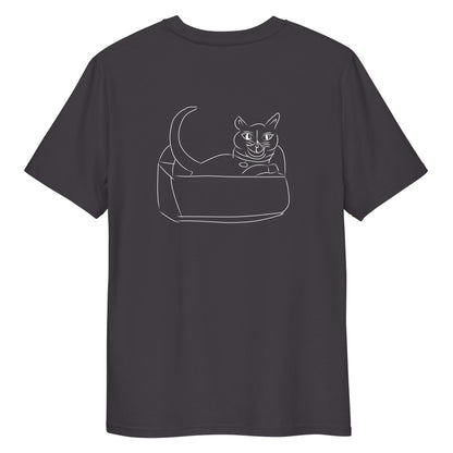 Cat White | 100% Organic Cotton T Shirt in dark grey back