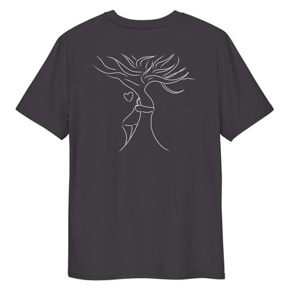 Sustainable Embrace White Tree | 100% Organic Cotton T Shirt in dark grey back