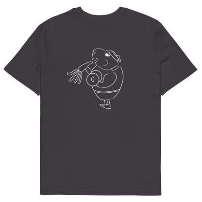 White Guinea Pig Weight Lifter | 100% Organic Cotton T Shirt in anthracite front