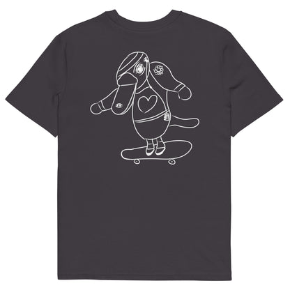 White Platypus Skateboarder | 100% Organic Cotton T Shirt in anthracite back