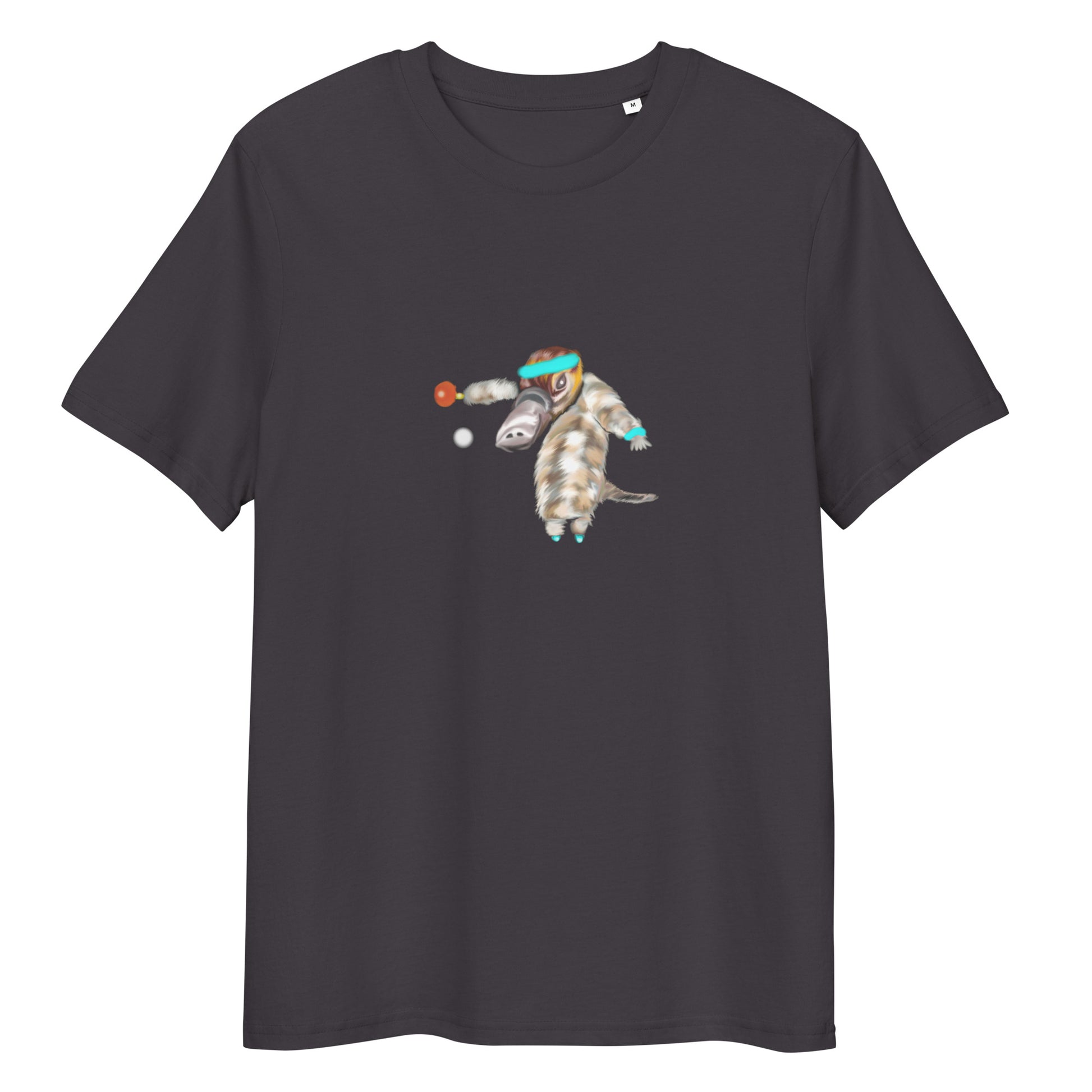 Ping Pong Platypus | 100% Organic Cotton T Shirt in dark grey
