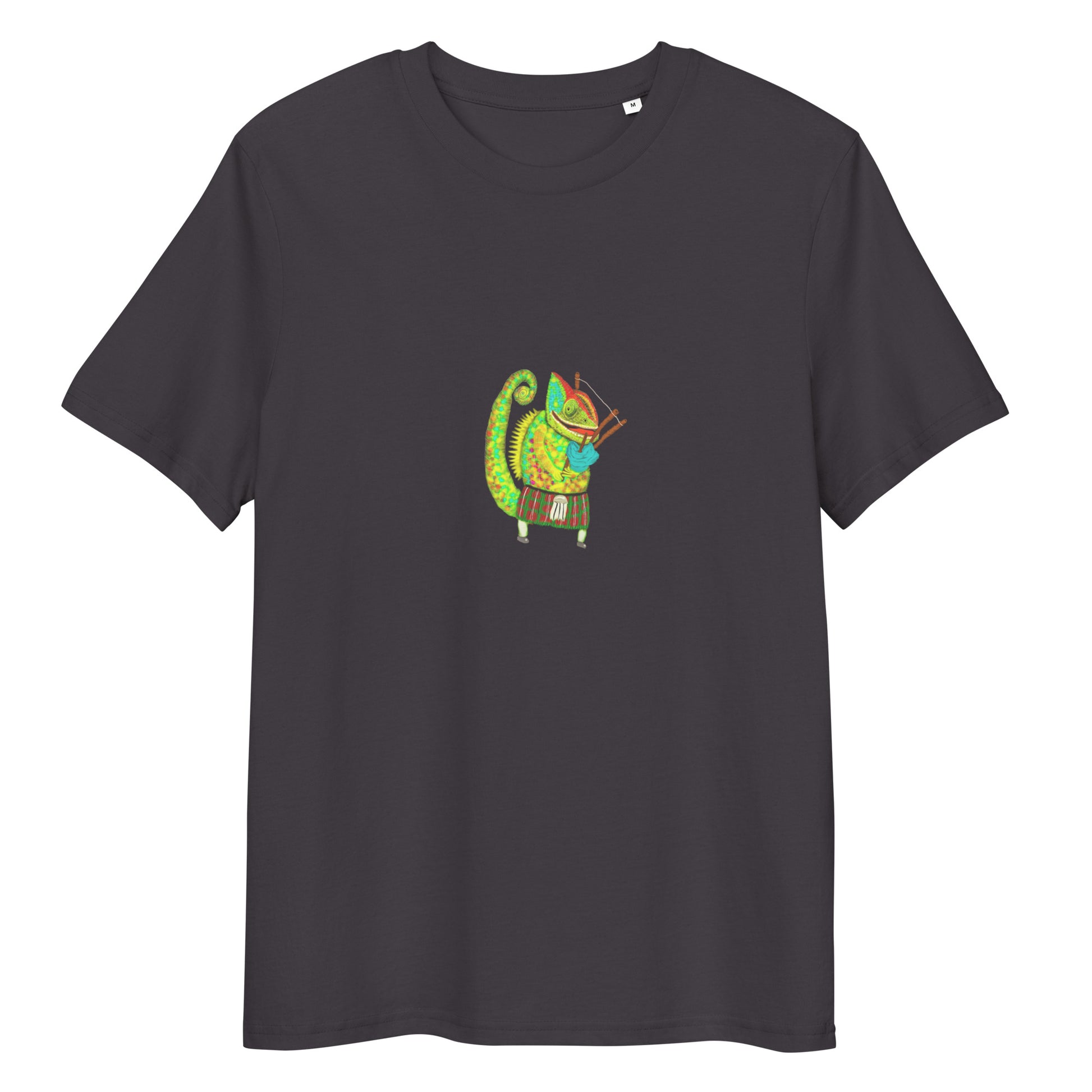 Bagpiper Chameleon | 100% Organic Cotton T Shirt in dark grey