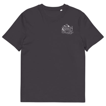 White Octopus Office Worker | 100% Organic Cotton T Shirt in anthracite front