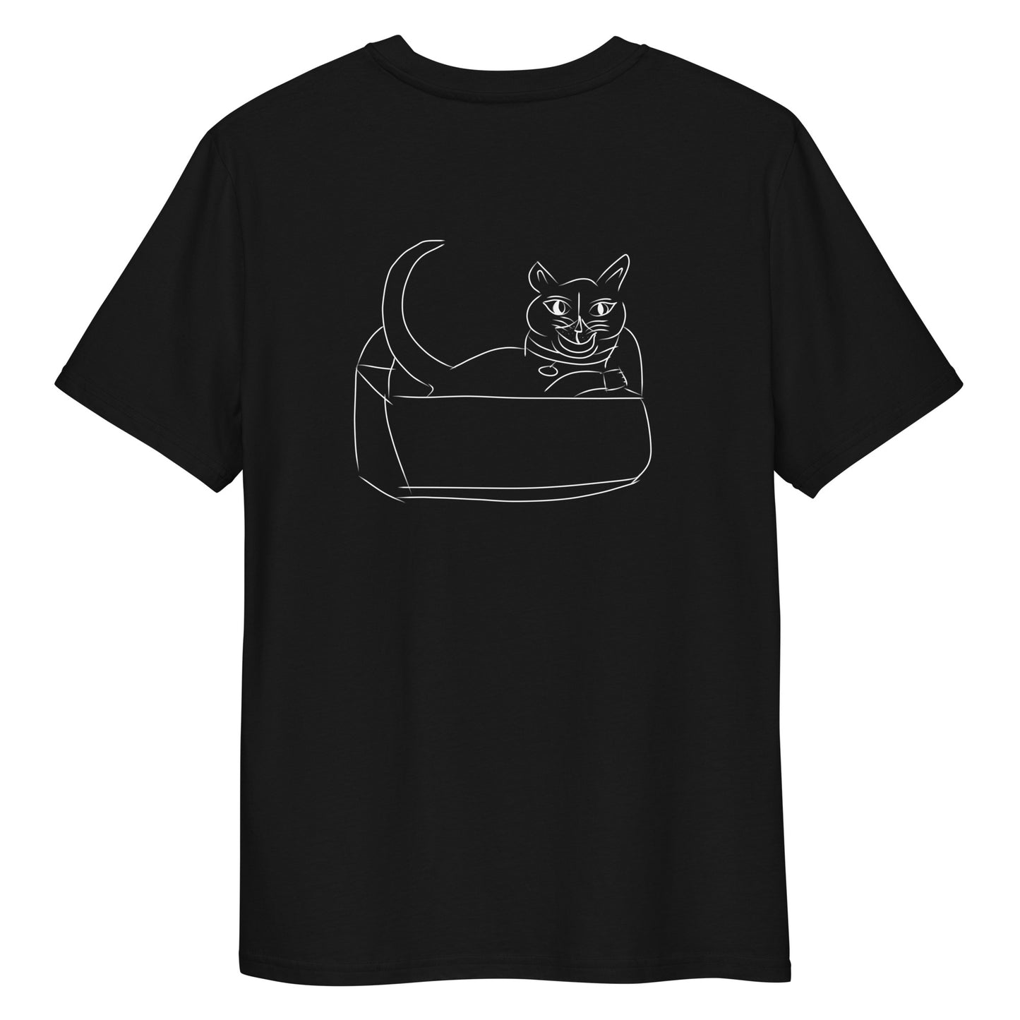 Cat White | 100% Organic Cotton T Shirt in black back