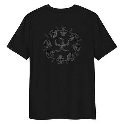 White Ocean Symphony | 100% Organic Cotton T Shirt in black back