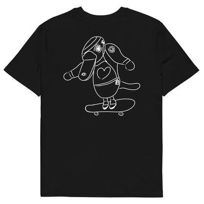 White Platypus Skateboarder | 100% Organic Cotton T Shirt in black front