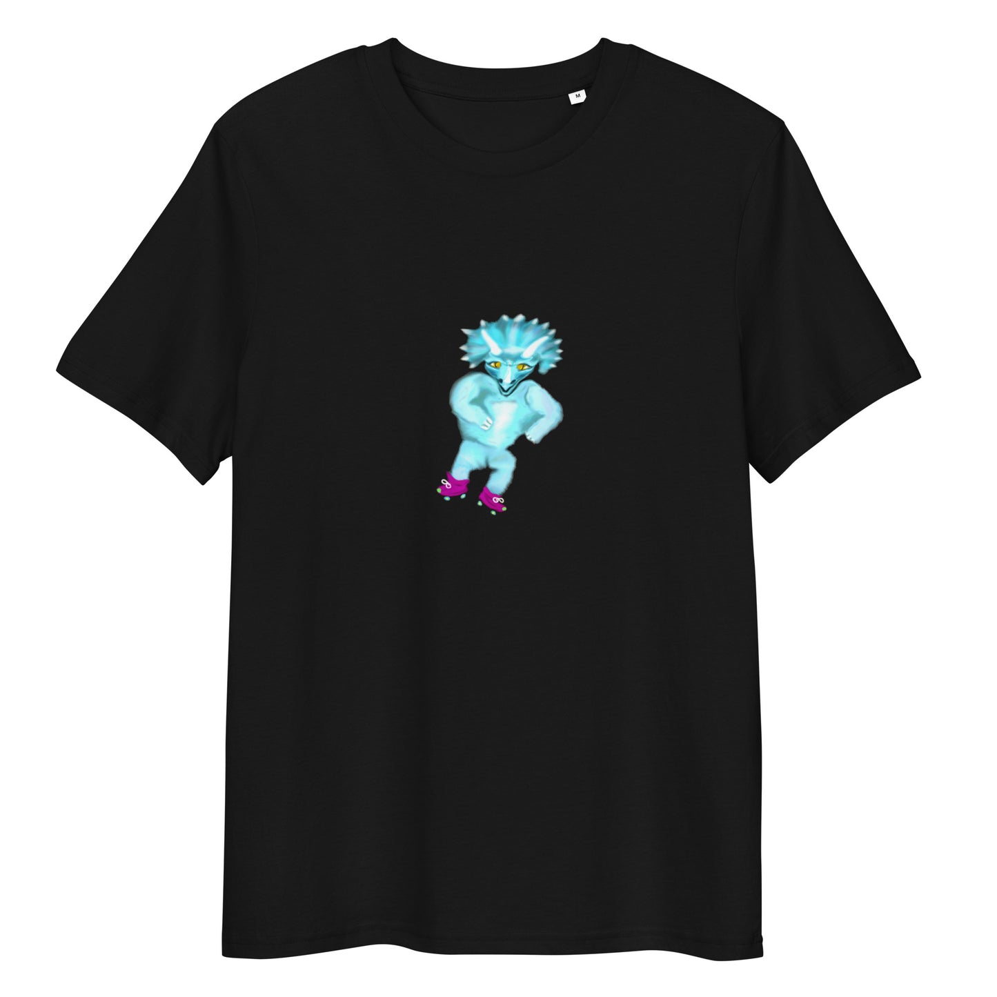 Dinosaur Triceratops Roller Skating | 100% Organic Cotton T Shirt in black