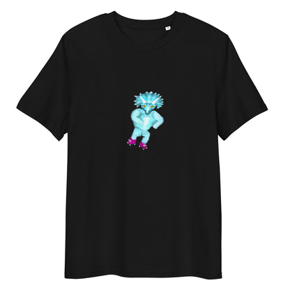 Dinosaur Triceratops Roller Skating | 100% Organic Cotton T Shirt in black