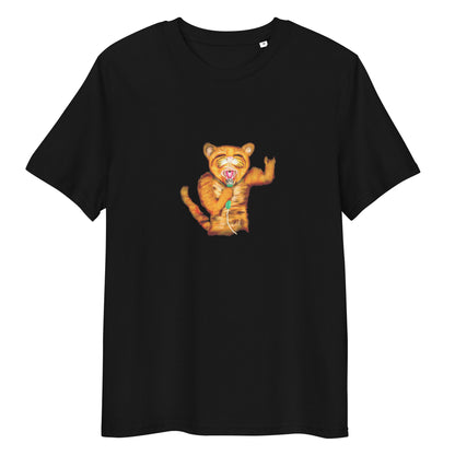 Cat singing | 100% Organic Cotton T Shirt in black
