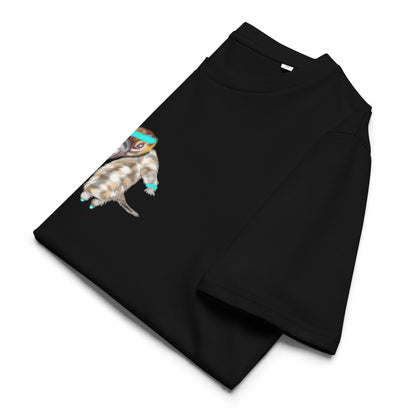 Ping Pong Platypus | 100% Organic Cotton T Shirt in black folded