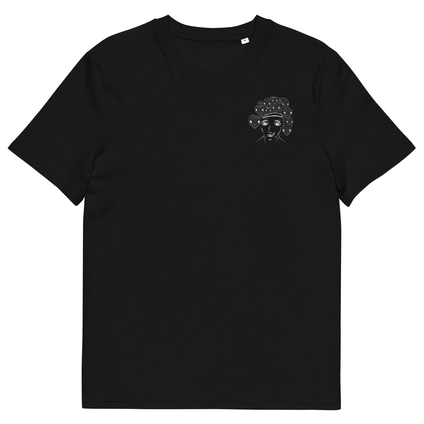 White Medusa | 100% Organic Cotton T Shirt in black front view