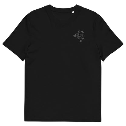 White Guinea Pig Weight Lifter | 100% Organic Cotton T Shirt in black front