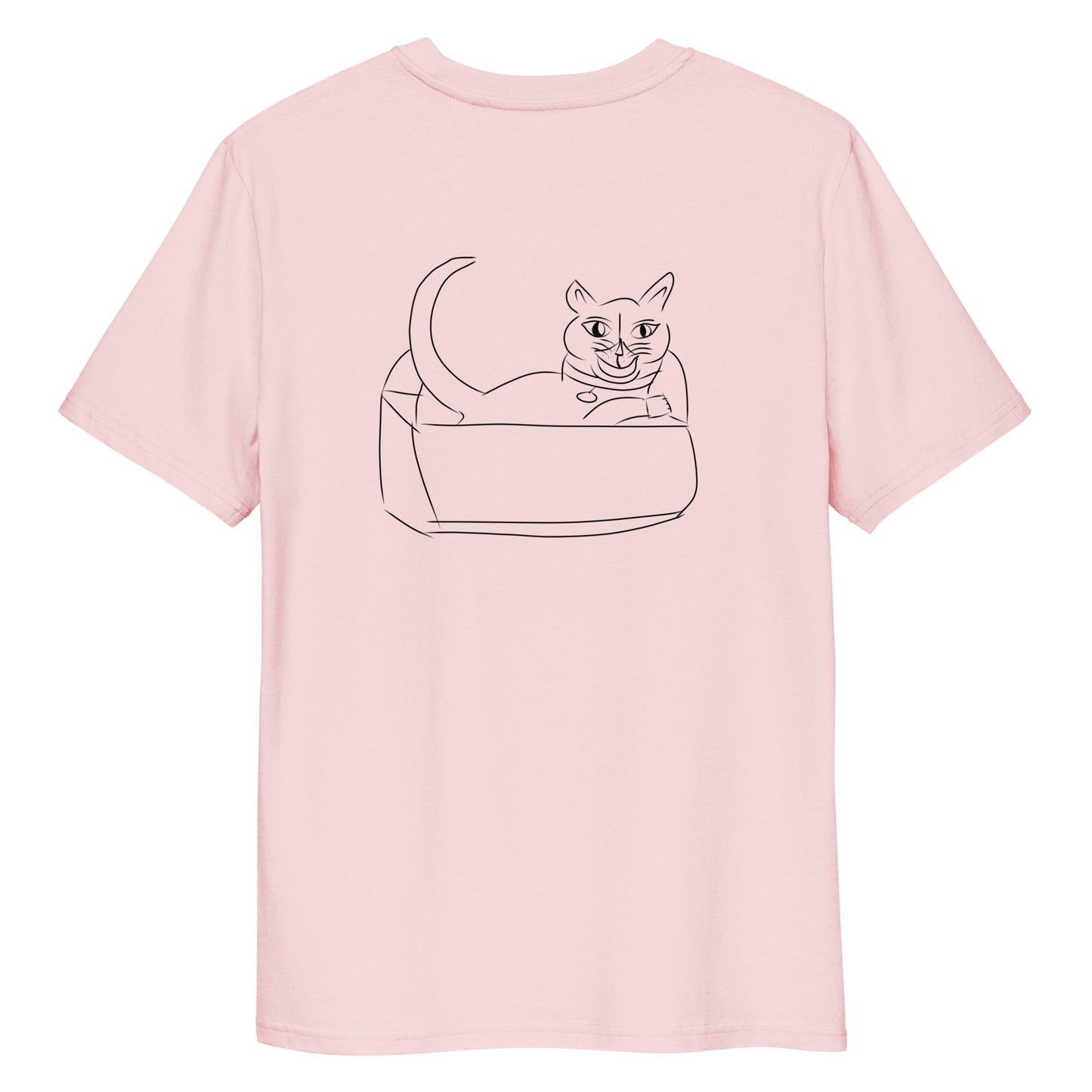 Cat Black | 100% Organic Cotton T Shirt in pink back