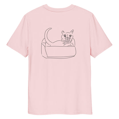 Cat Black | 100% Organic Cotton T Shirt in pink back