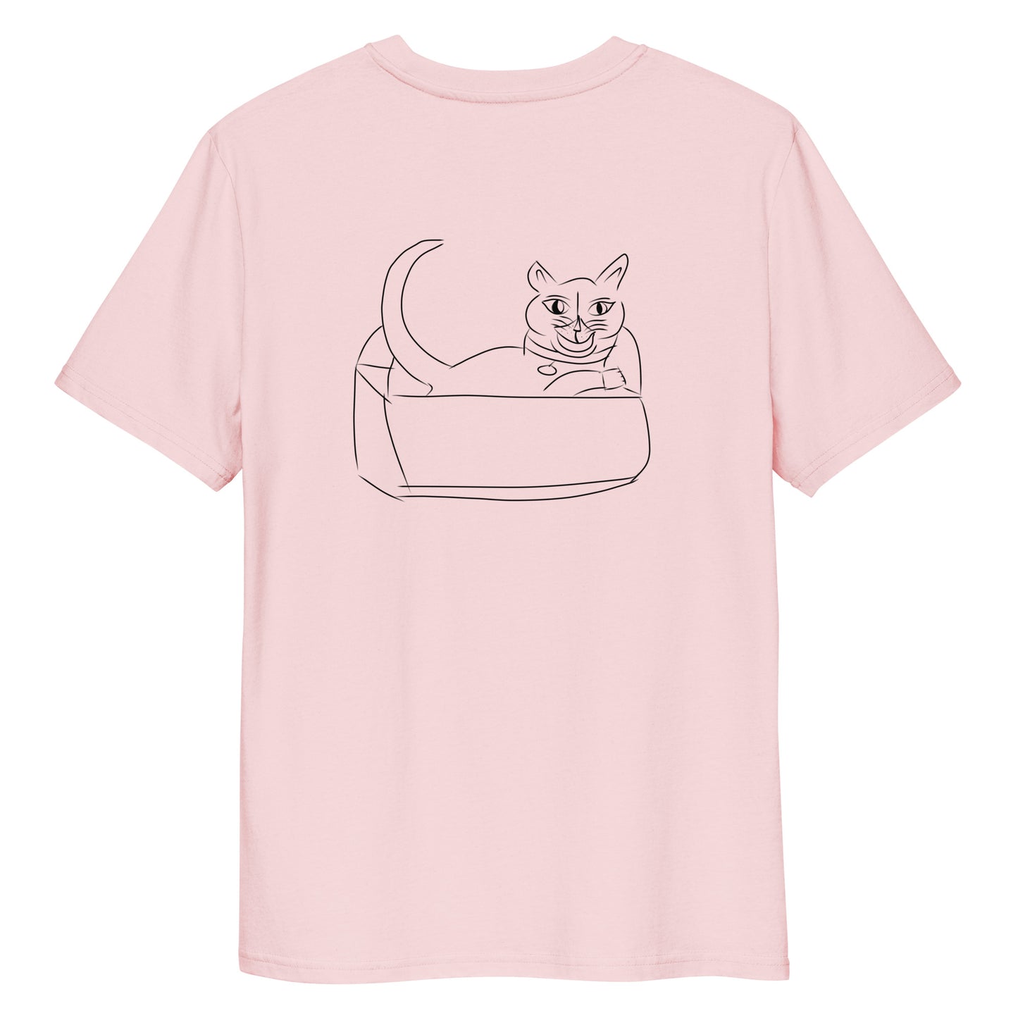 Cat Black | 100% Organic Cotton T Shirt in pink back view