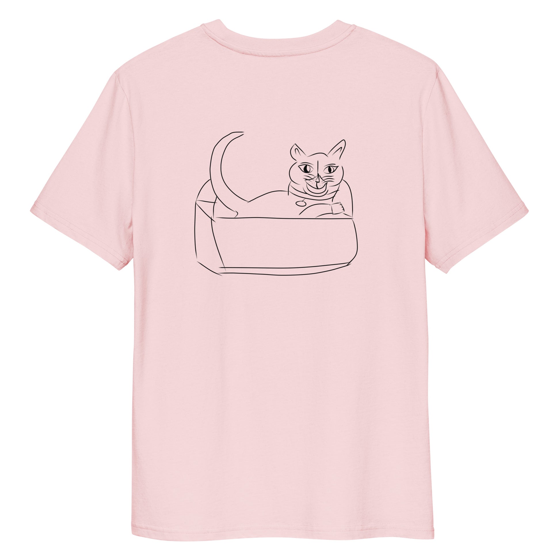 Cat Black | 100% Organic Cotton T Shirt in pink back view