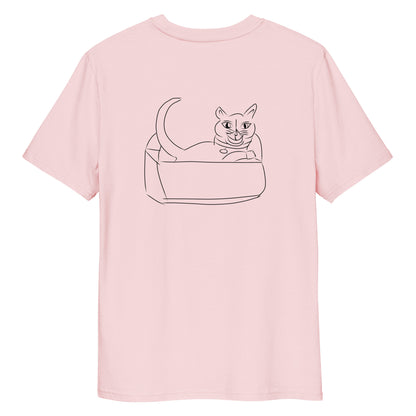 Cat Black | 100% Organic Cotton T Shirt in pink back view